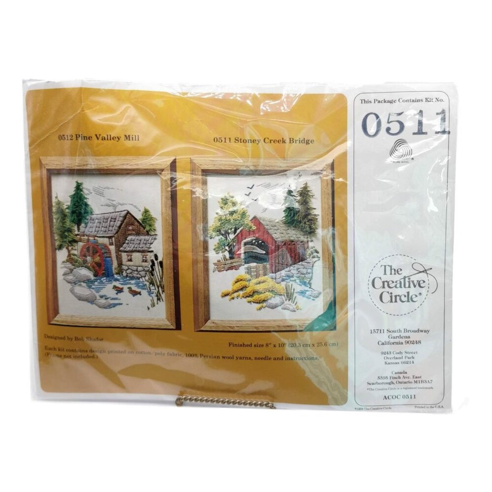Creative Circle‎ Needlepoint Kit Stoney Creek Covered Bridge 0511 Sealed Vintage